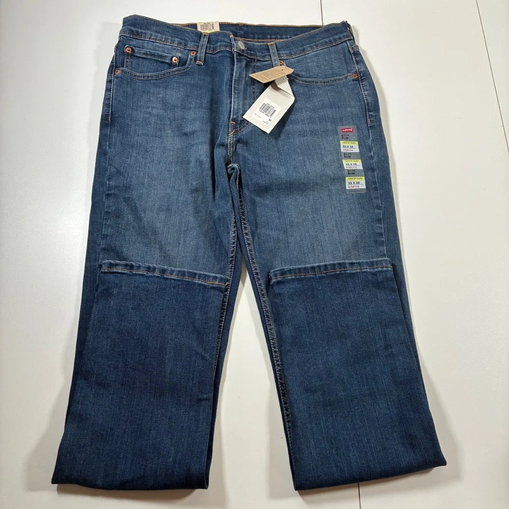 NEW‎ Levi's 511 Slim Jeans 33x32 Blue Stretch WaterLess USA Cowboy